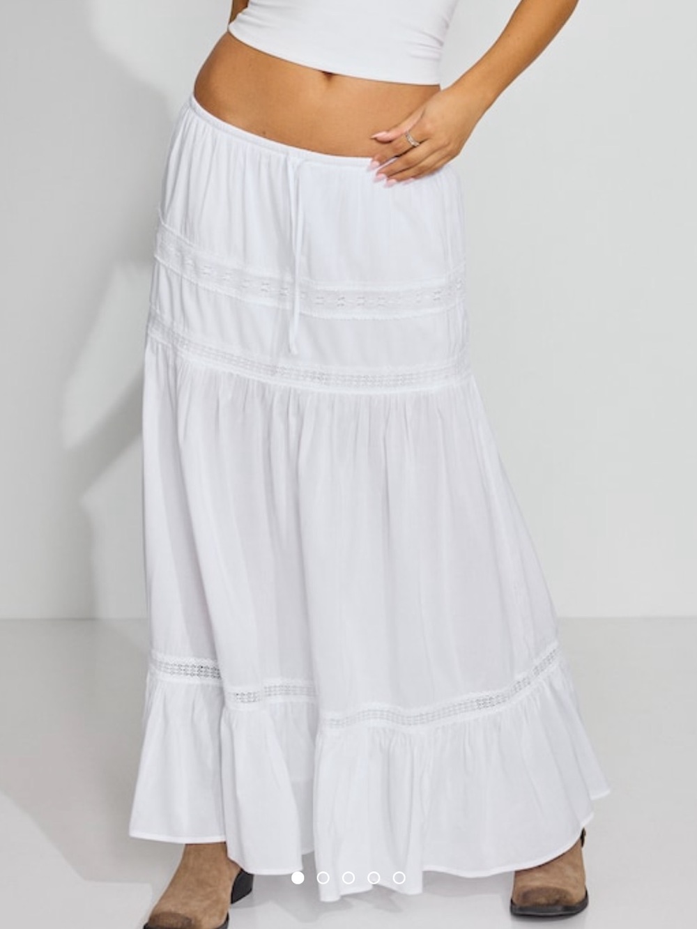 Garage White Iris Peasant Maxi Skirt